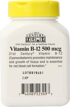 21st Century Vitamina B12 500 mcg, 330 Comprimidos (3 Envases de 110)