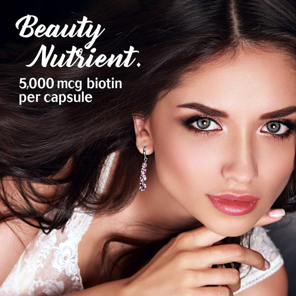 Bluebonnet Biotin 5000 mcg – Apoyo para el Cabello y las Uñas, 60 Cápsulas Vegetales