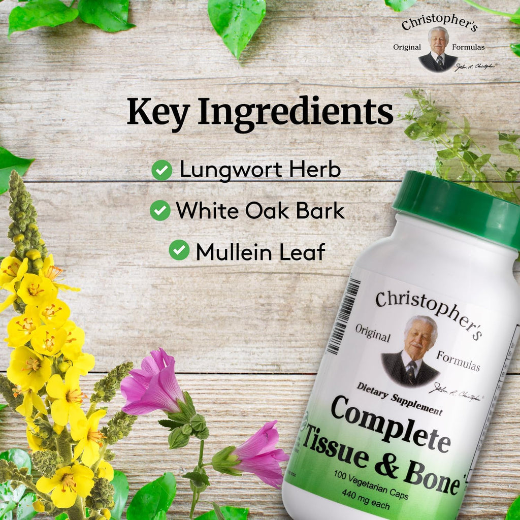 Christopher's Original Formulas Complete Tissue & Bone Formula – 100 Cápsulas Veganas