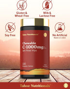 Carlyle Vitamina C Masticable 1000 mg - 100 Comprimidos - Sabor Naranja Natural - Vegetariano, No Transgénico y Sin Gluten