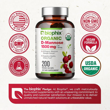 biophix D-Mannose Orgánico 1500 mg, 200 – Sin OMG: No contiene organismos genéticamente modificados. – Image 7