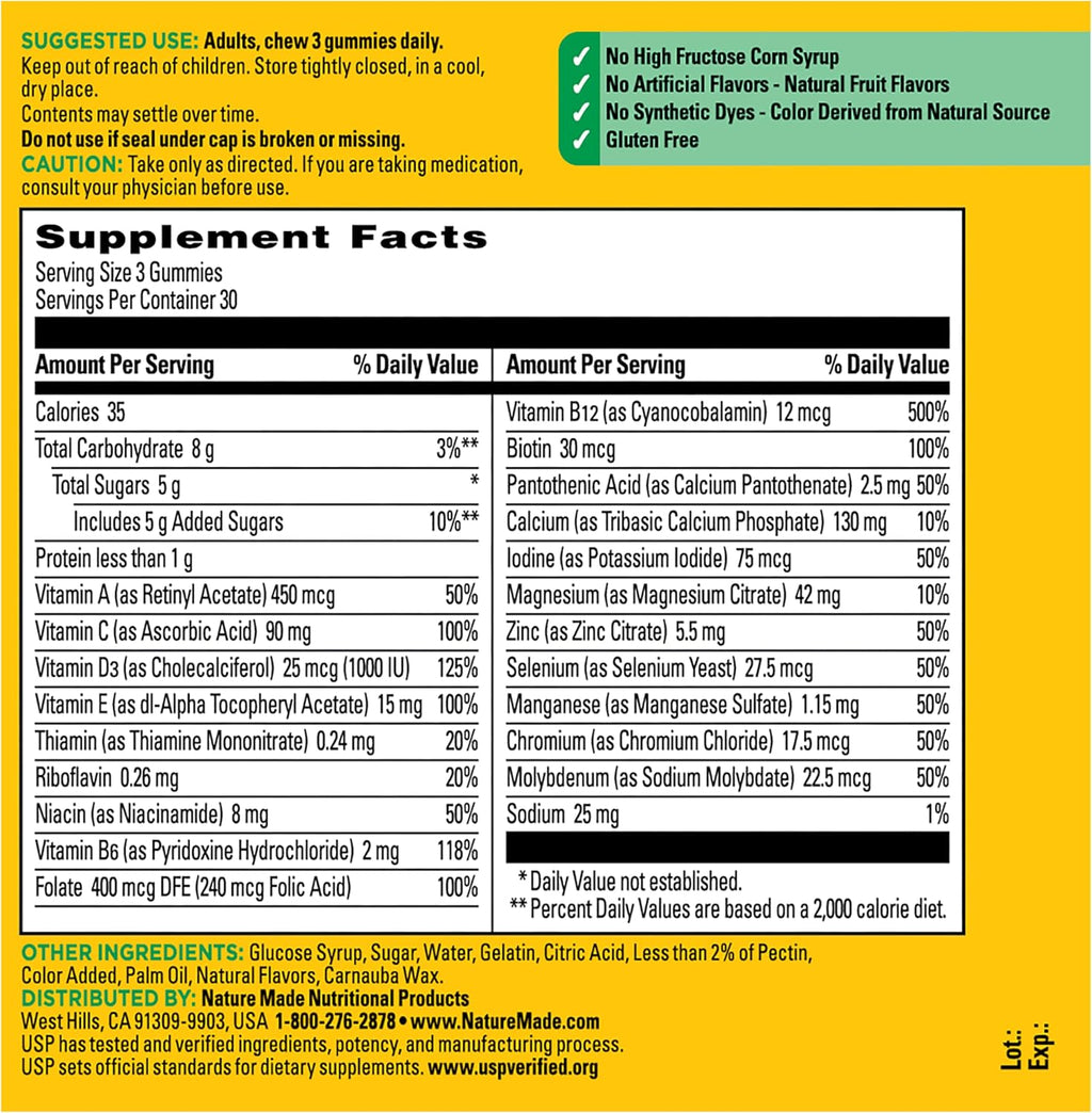 Nature Made Advanced Multivitamin Gummies para Adultos, 90 Gominolas