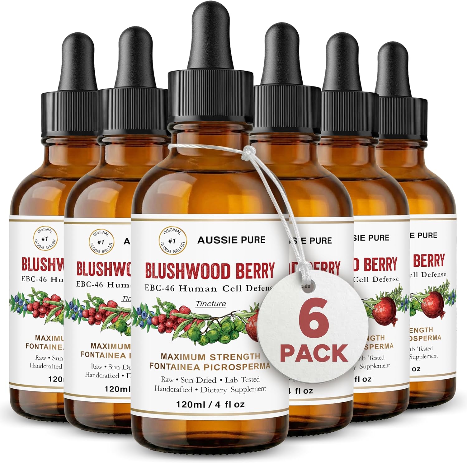 Aussie Pure Blushwood Berry EBC-46 Tintura de Máxima Potencia - 6 Botellas de 120 ml