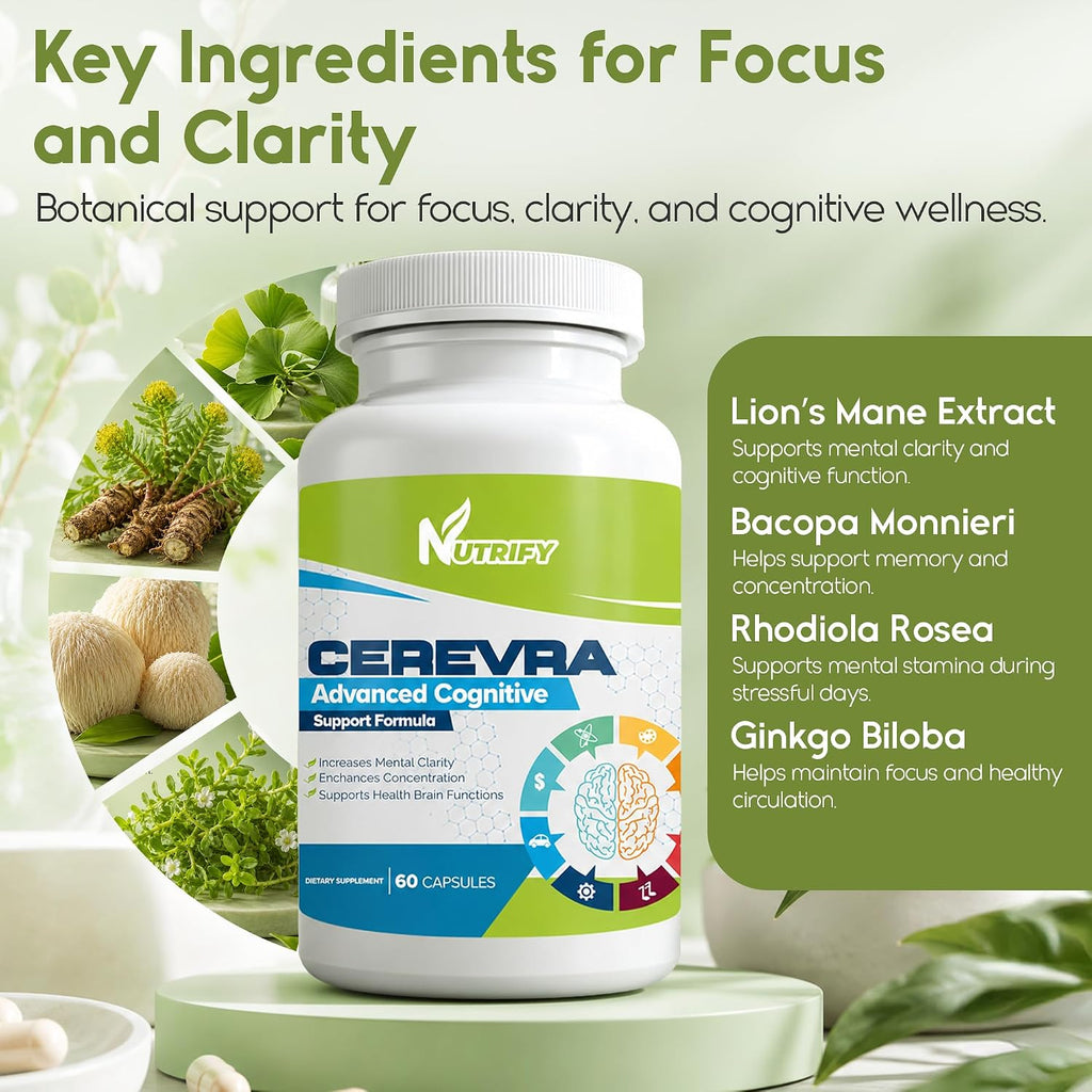 Cerevra - Potente Nootrópico, Máxima Absorción, Sin OGM, Fabricado en EE. UU.