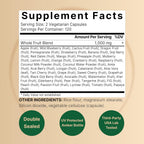 Fruit and Veggies Supplement – 480 Cápsulas Vegetarianas | Mezcla de 40 Frutas y Verduras Enteras | Fórmula Superfood Natural con Vitaminas y Minerales – No Transgénico