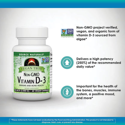 Source Naturals Vegan True Vitamina D-3, – La vitamina D contribuye al funcionamiento normal del sistema – Image 5