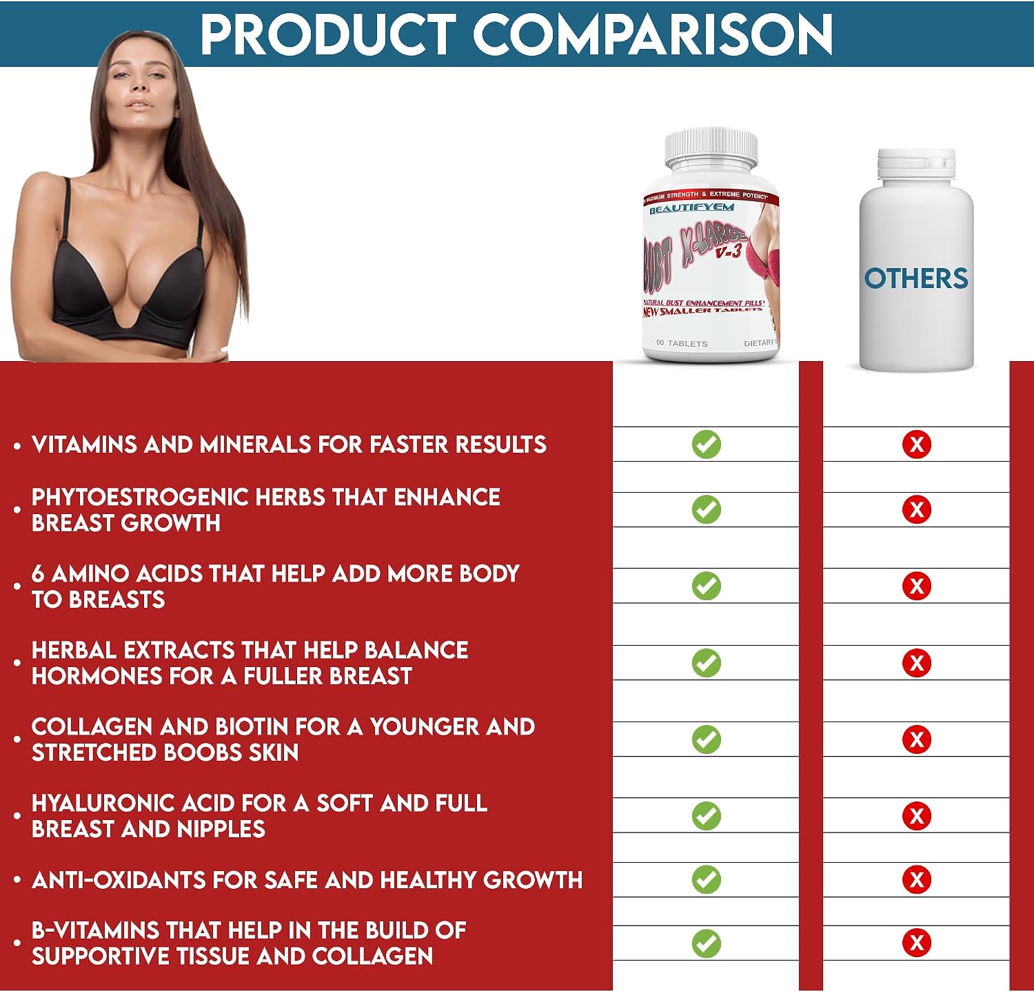 BEAUTIFYEM Bust X-Large - Complemento Alimenticio con Extractos Herbales (1 Mes)