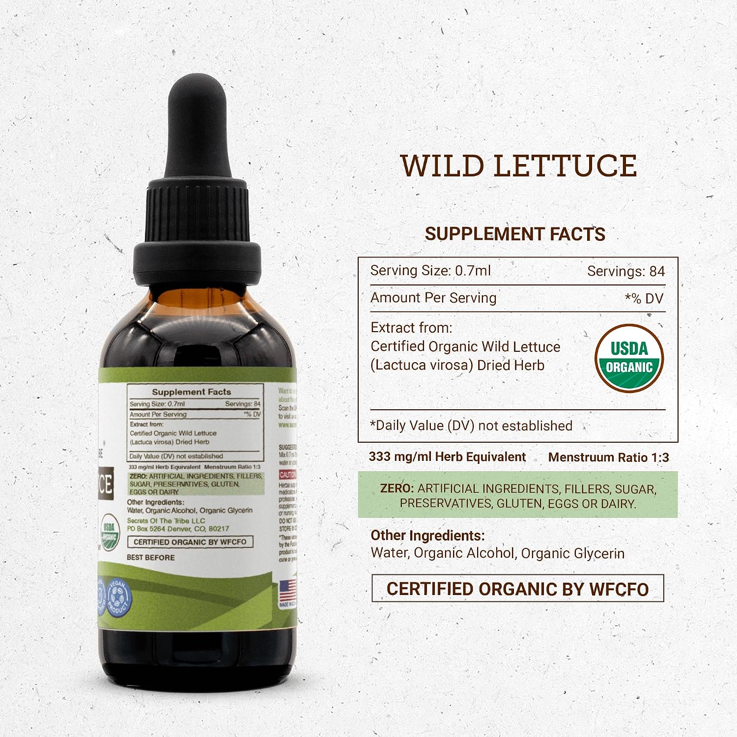 Secrets of the Tribe Lechuga Silvestre Orgánica - Extracto de Alcohol 59 ml