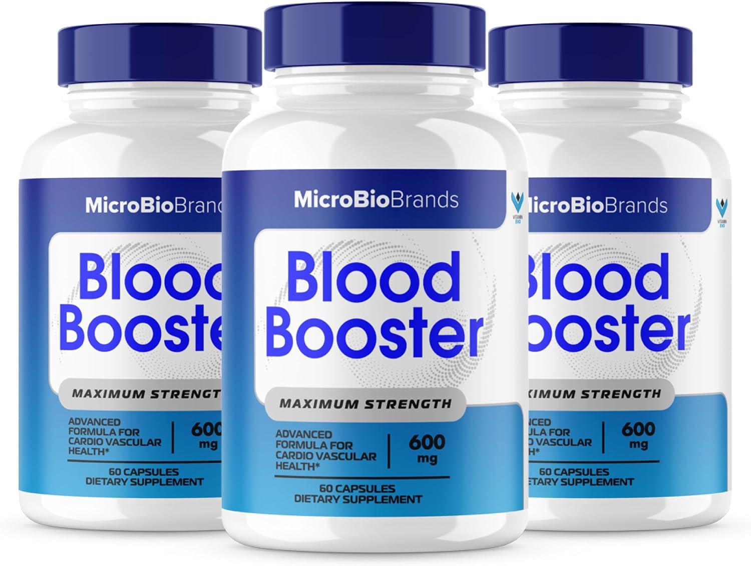 (3 Pack) Microbio Blood Booster 180 Cápsulas - Suplemento Natural para el Flujo Sanguíneo