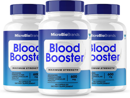 (3 Pack) Microbio Blood Booster 180 Cápsulas - Suplemento Natural para el Flujo Sanguíneo