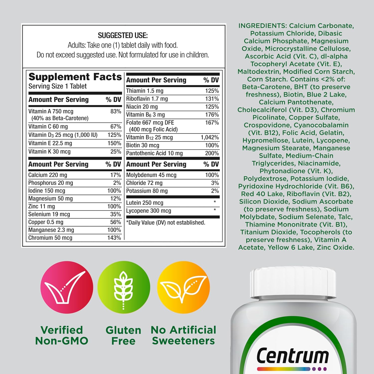 Centrum Silver Multivitamínico para Adultos 50+ - 80 Comprimidos