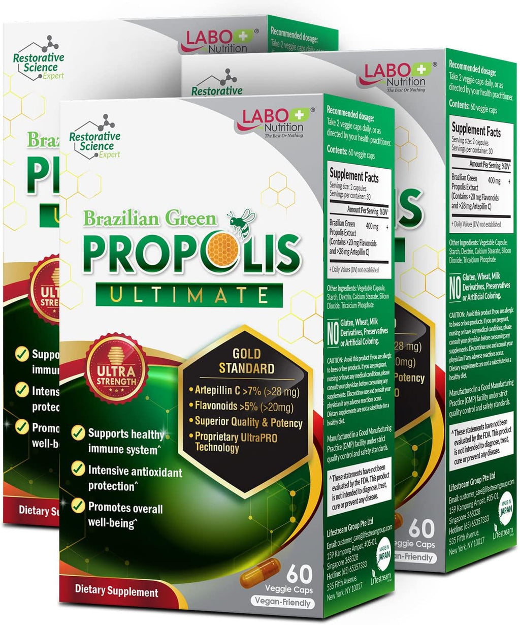 LABO Nutrition Propóleos Verde de Brasil Ultimate 3 Pack – 180 Cápsulas Veganas