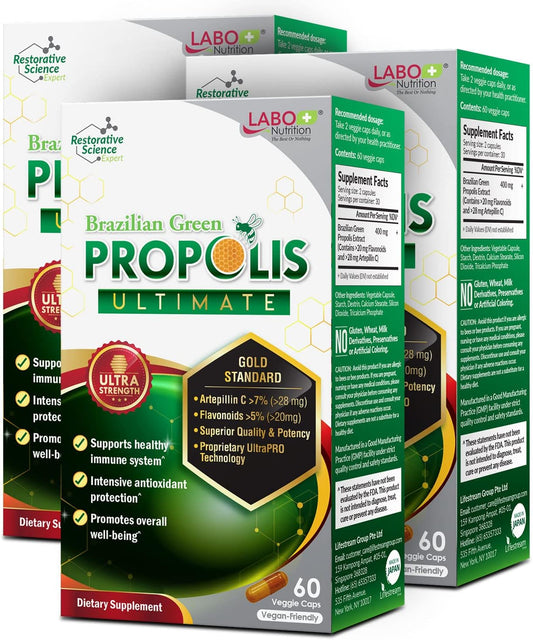 LABO Nutrition Propóleos Verde de Brasil Ultimate 3 Pack – 180 Cápsulas Veganas