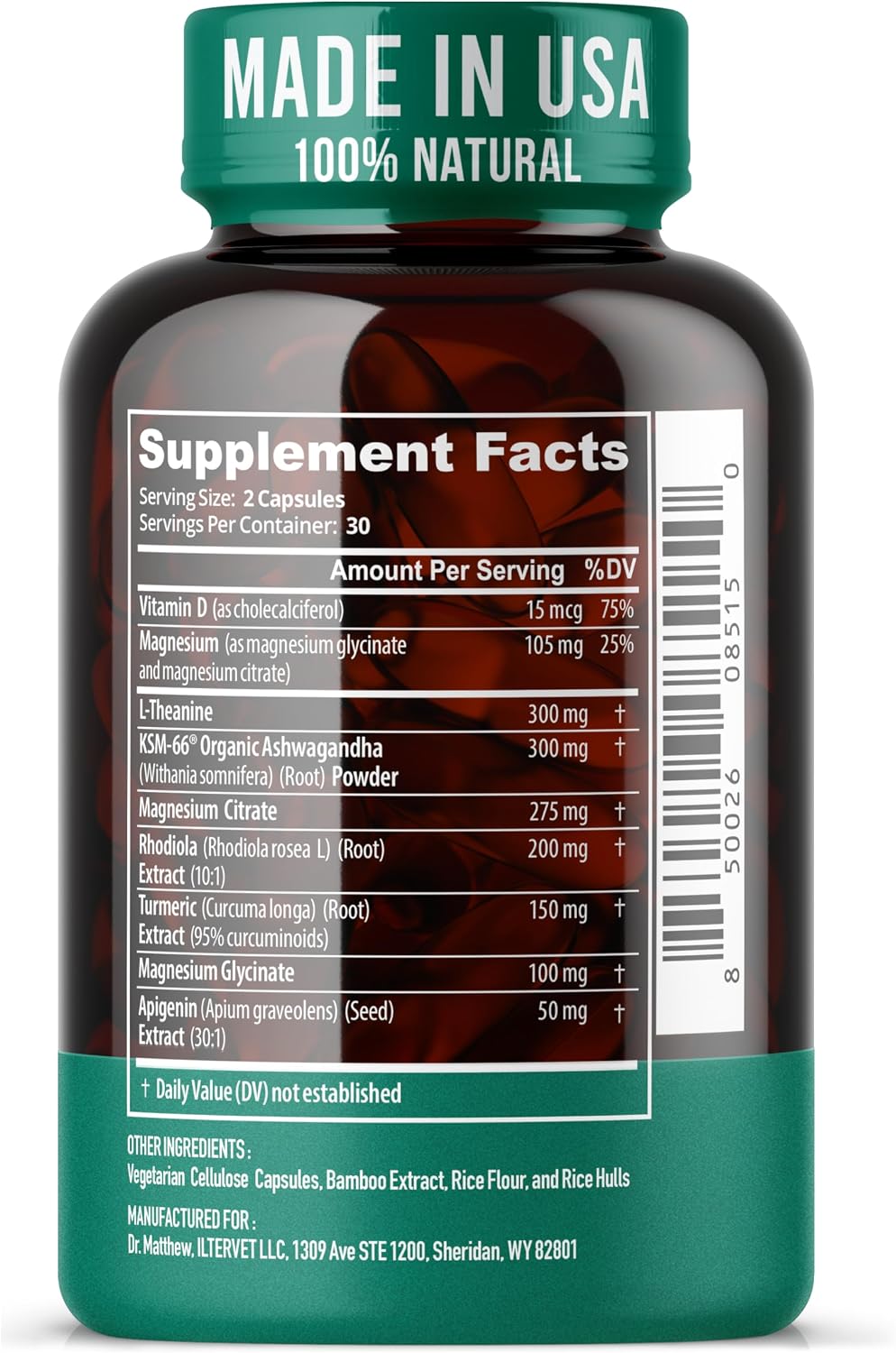 CortiRest – Reductor de Cortisol y Apoyo Suprarrenal con Ashwagandha KSM-66, Magnesio, L-Teanina, Rodiola, Apigenina, Cúrcuma y Vitamina D3