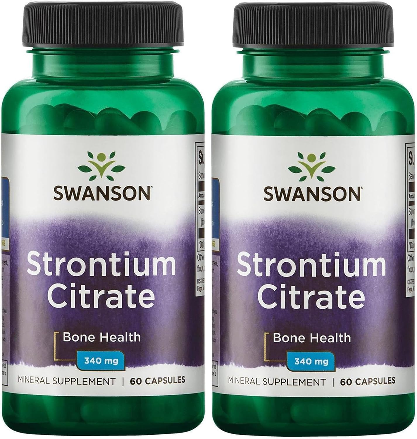 Citrato de Estroncio 340 mg 60 Cápsulas (Pack de 3) - Swanson Premium Brand