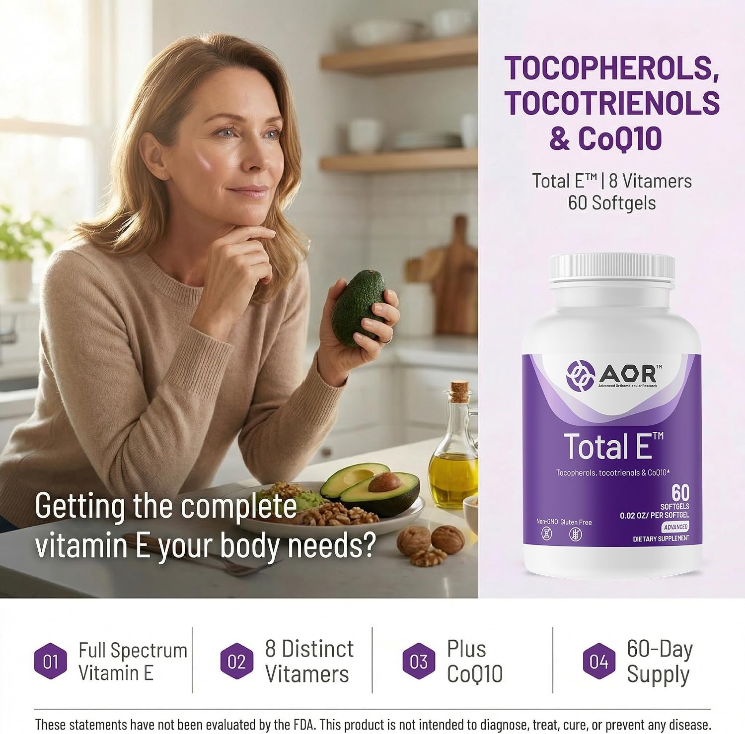 AOR Total E 445 mg, 60 Softgels