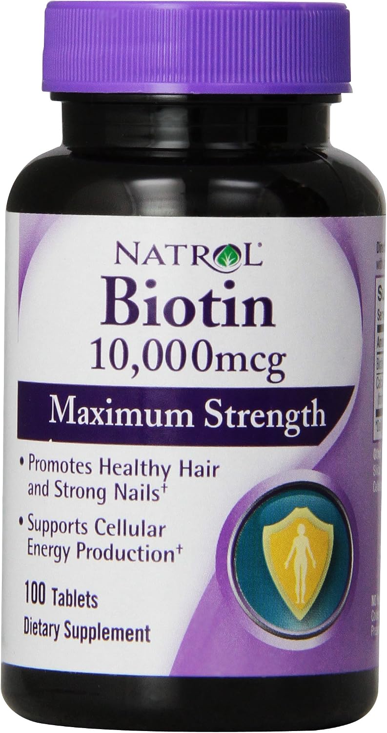 Natrol Biotina Tabletas Máxima Potencia, 10,000 mcg, 100 unidades