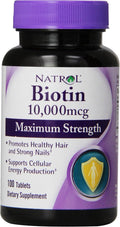 Natrol Biotina Tabletas Máxima Potencia, 10,000 mcg, 100 unidades