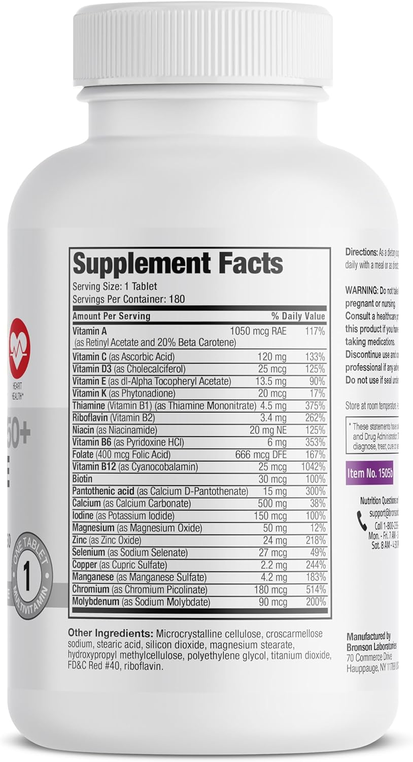 Bronson ONE Daily Women’s 50+ Complete – Vitalidad y energía: Las vitaminas del grupo B ayudan al metabolismo – Image 2