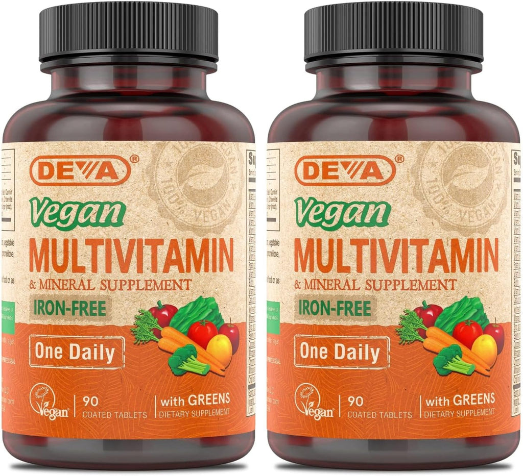 DEVA Multivitamínico Vegano Sin Hierro con Alimentos Verdes - 90 Comprimidos