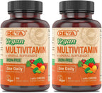 DEVA Multivitamínico Vegano Sin Hierro con Alimentos Verdes - 90 Comprimidos