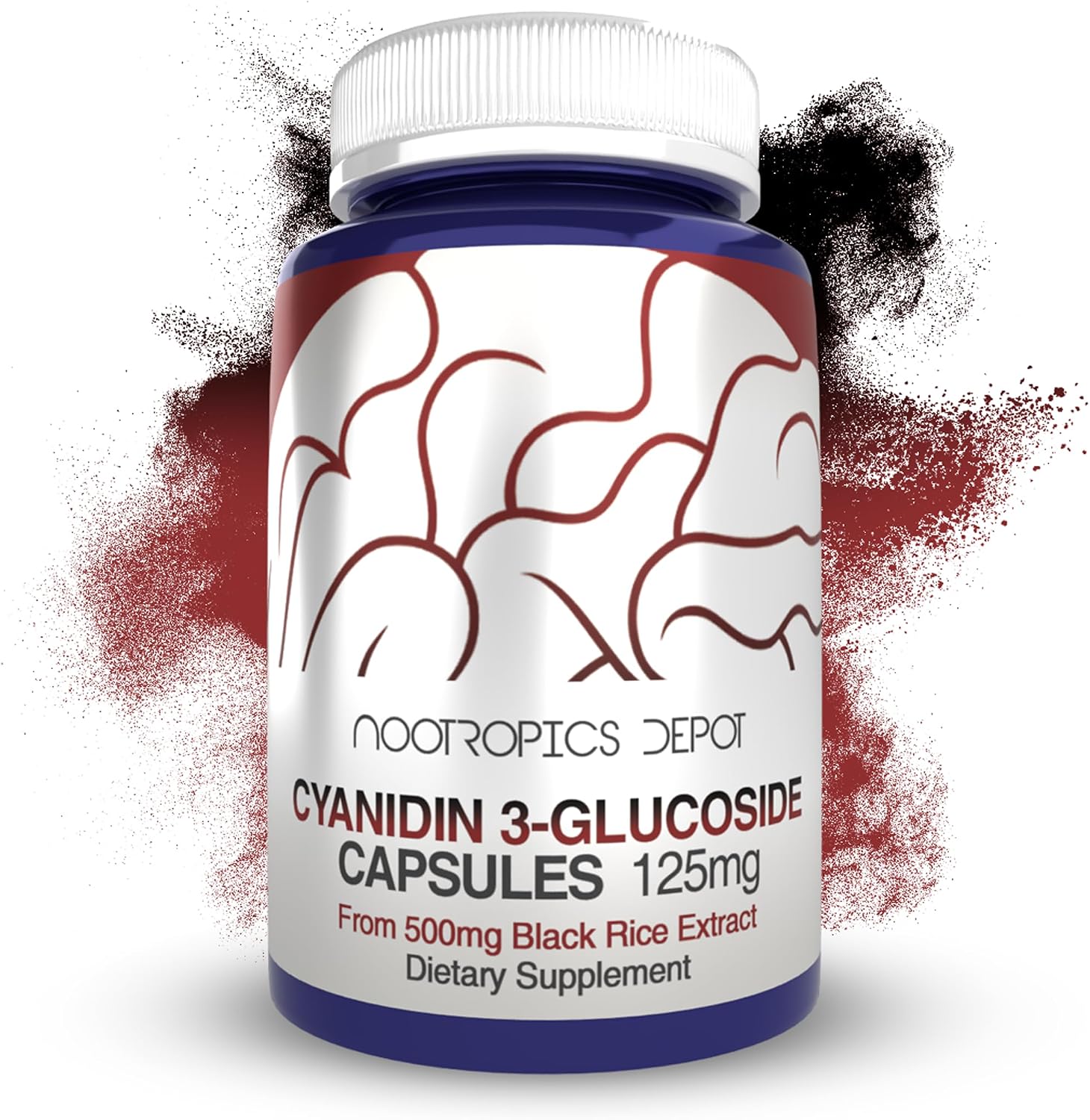 Nootropics Depot Cianidina 3-Glucósido 125mg | 180 Cápsulas | Extracto de Arroz Negro
