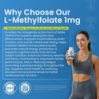 LifeStrength L-Metilfolato 1mg | 180 Cápsulas | Metilfolato Bioactivo 5-MTHF | Vegano, Sin Gluten
