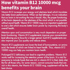 Vitamina B12 Metilcobalamina 10000 mcg – 90 Comprimidos Sublinguales Sabor Fresa – Vegano, Sin Gluten