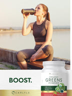 Carlyle Organic Greens Powder - Polvo de Superalimentos Orgánicos - Sabor Fresa y Kiwi - 998 g