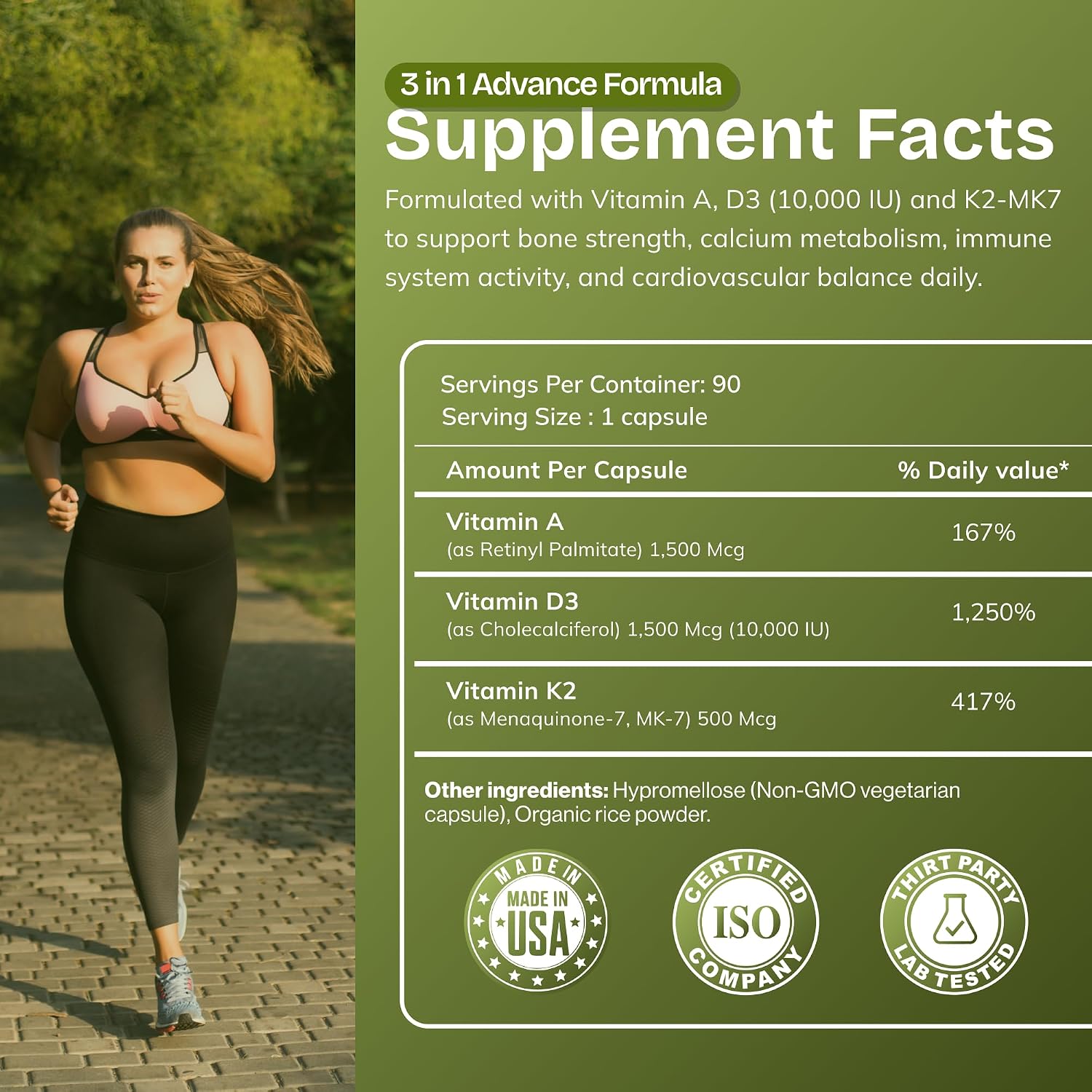 Daily Vites ADK10, Suplemento de Vitaminas A, D3 y K2-MK7, 180 Cápsulas (2 Envases de 90)