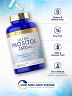 Carlyle Inositol 2600 mg - 200 Cápsulas - Myo-Inositol - No GMO, Sin Gluten