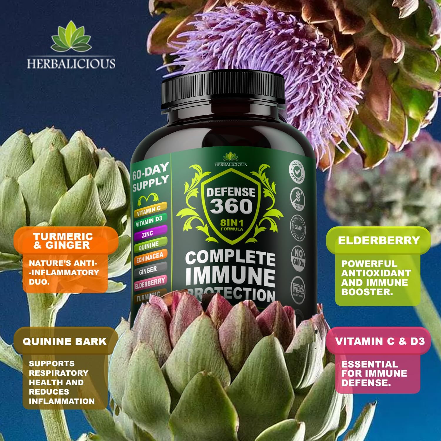 Defence360 Apoyo Inmunológico 8-en-1, 120 Cápsulas