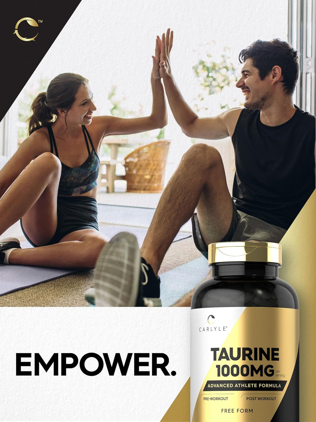 Carlyle Taurina 1000 mg - 400 Cápsulas - Aminoácido Esencial - Alta Potencia - Sin Gluten