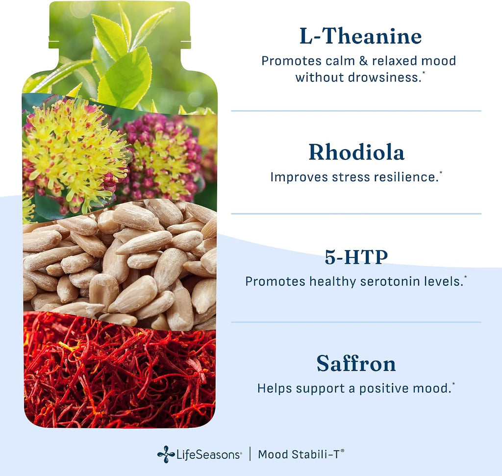 LifeSeasons Mood Stabili-T – Suplemento para el equilibrio emocional (60 cápsulas veganas)