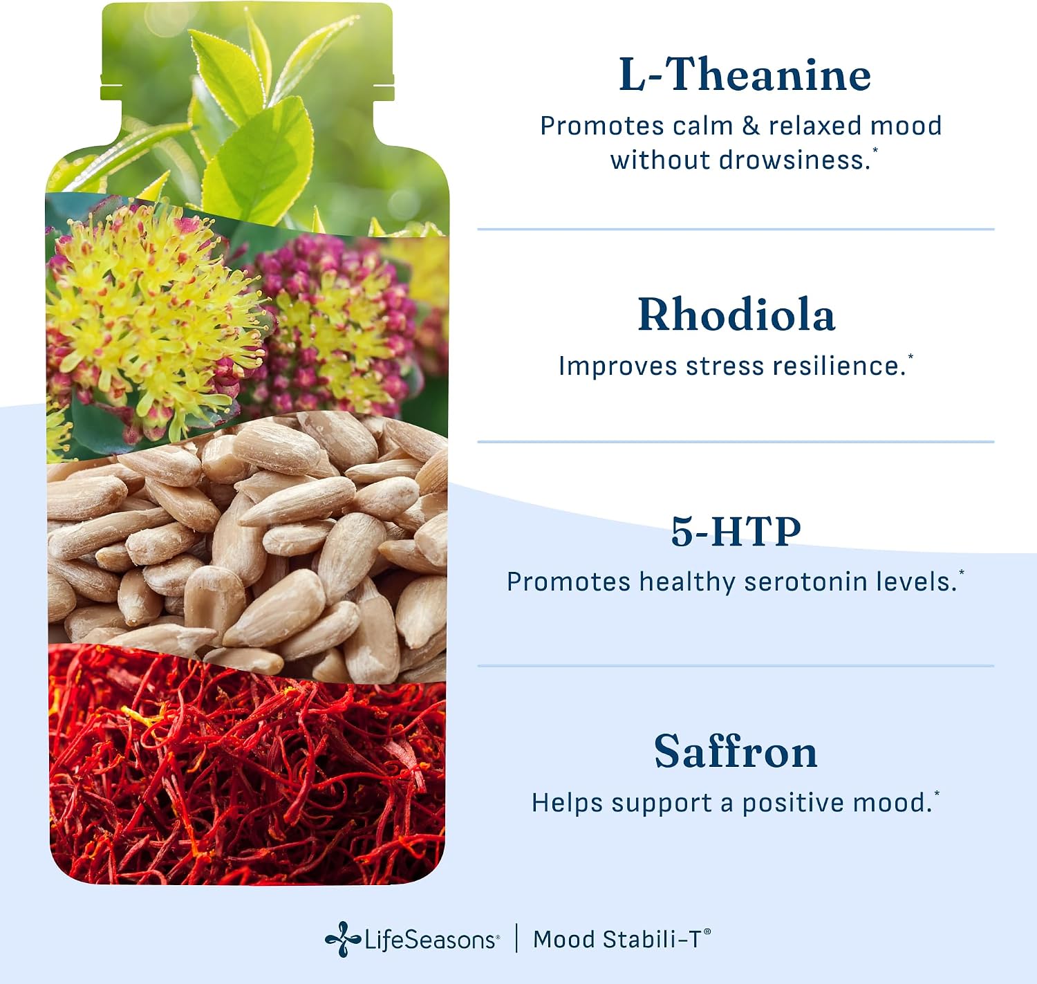 LifeSeasons Mood Stabili-T – Suplemento para el equilibrio emocional (60 cápsulas veganas)