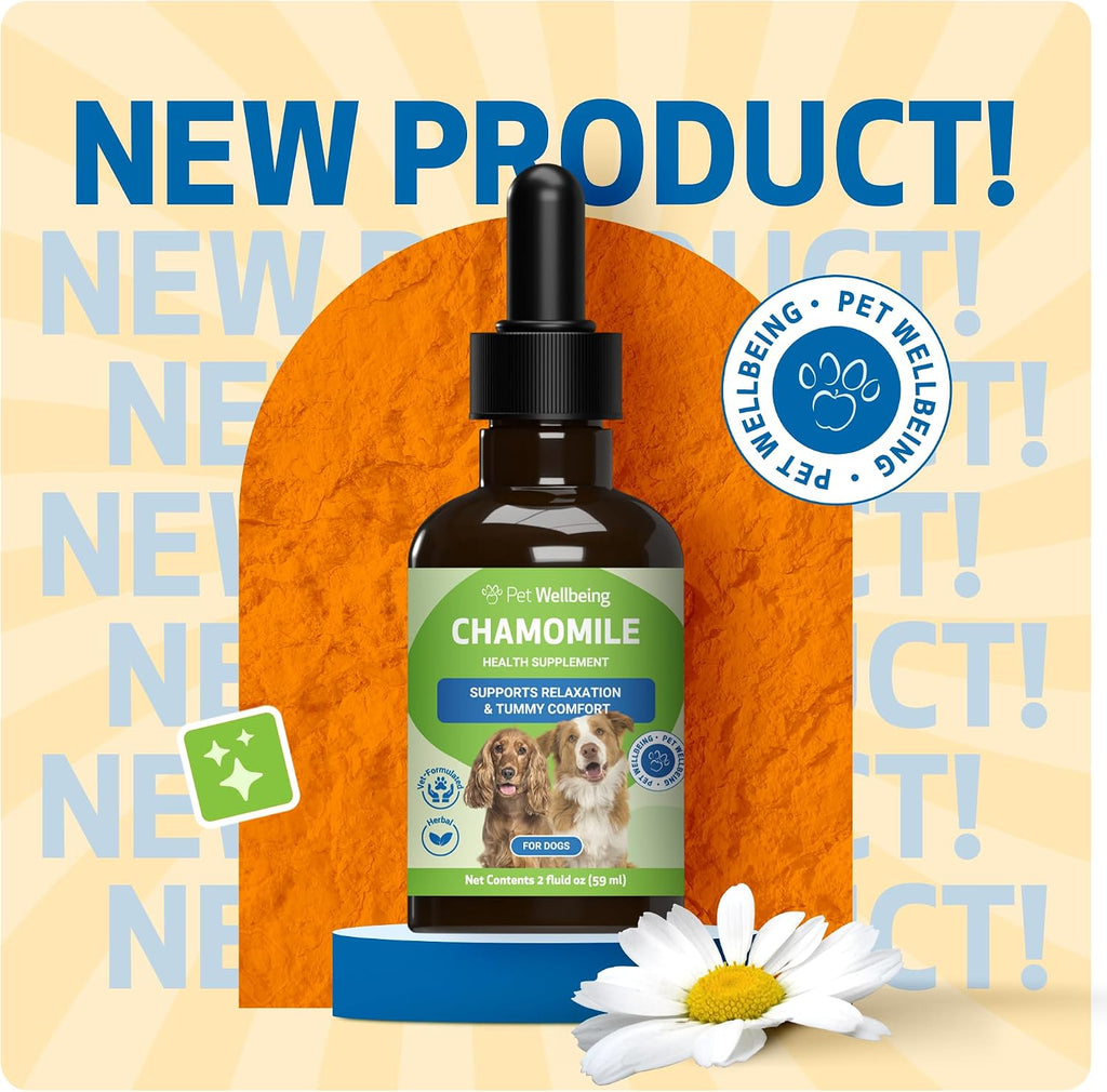 Pet Wellbeing Manzanilla para Perros - Suplemento Orgánico de Hierba Única - Apoyo Digestivo Suave y Calmante Holístico - Extracto Puro de Manzanilla - Formulado por Veterinarios, 59 ml