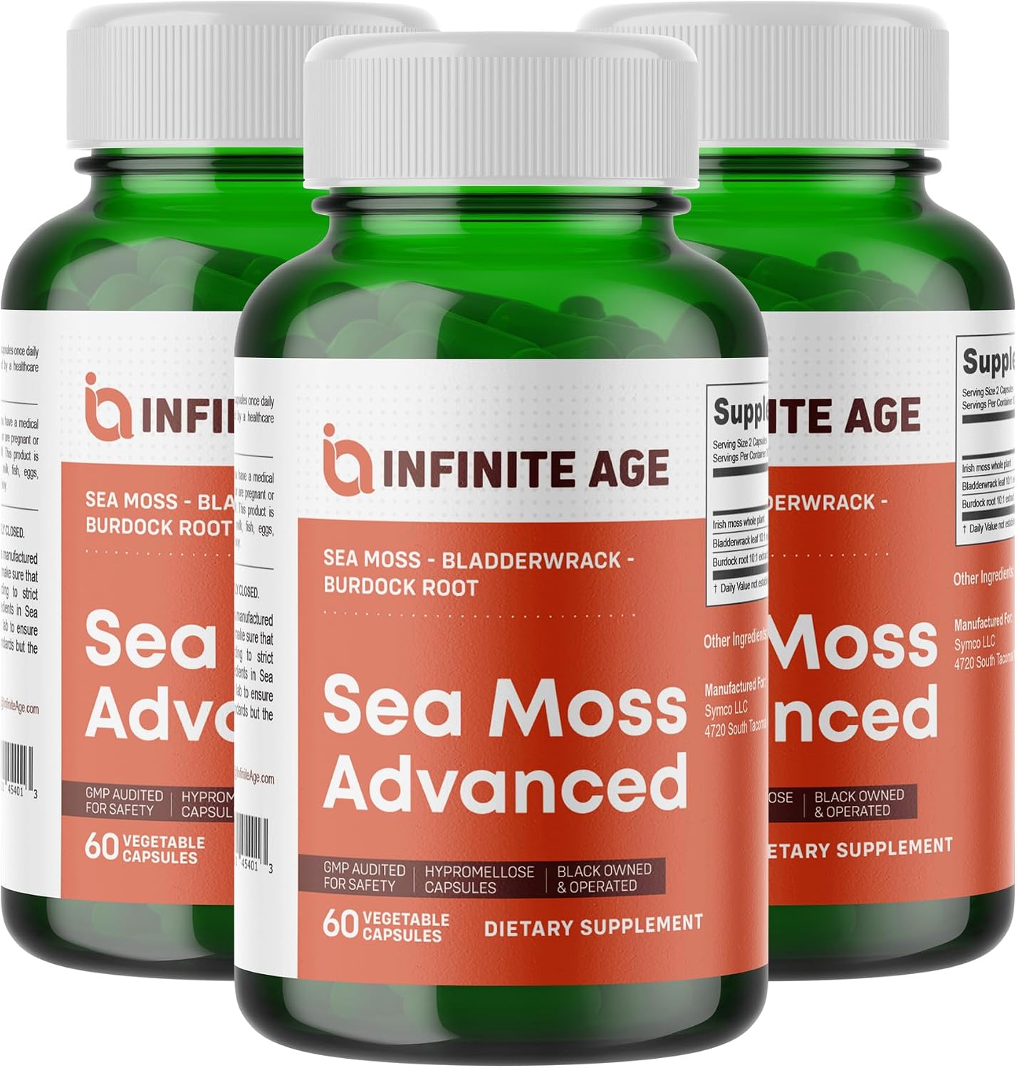 INFINITE AGE Sea Moss Advanced Superfood Cápsulas, 1250mg, 60 Unidades