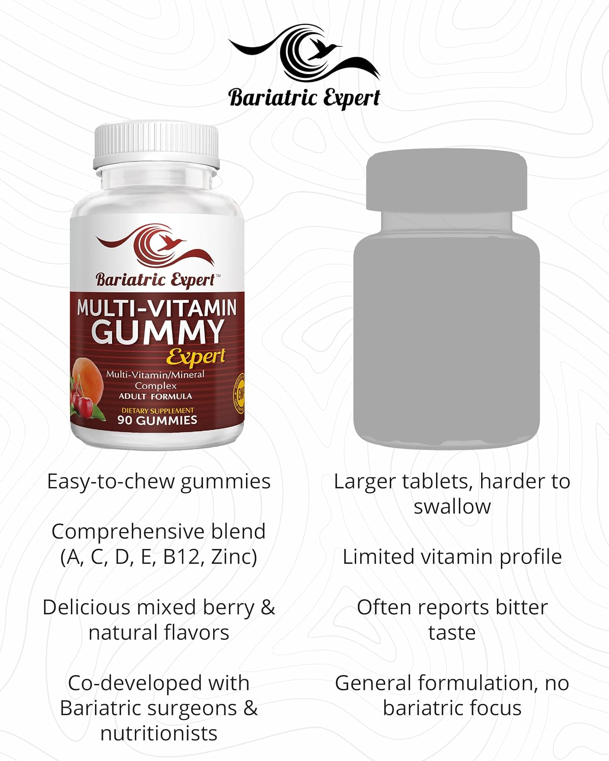 Bariatric Expert Multivitamin Gummies – Gominolas multivitamínicas de fusión rápida para adultos post-cirugía bariátrica, 90 unidades