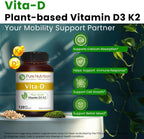 Pure Nutrition Vitamina D3 + K2 MK-7 | 120 Comprimidos Veganos | 6000 UI D3 + 100 mcg K2