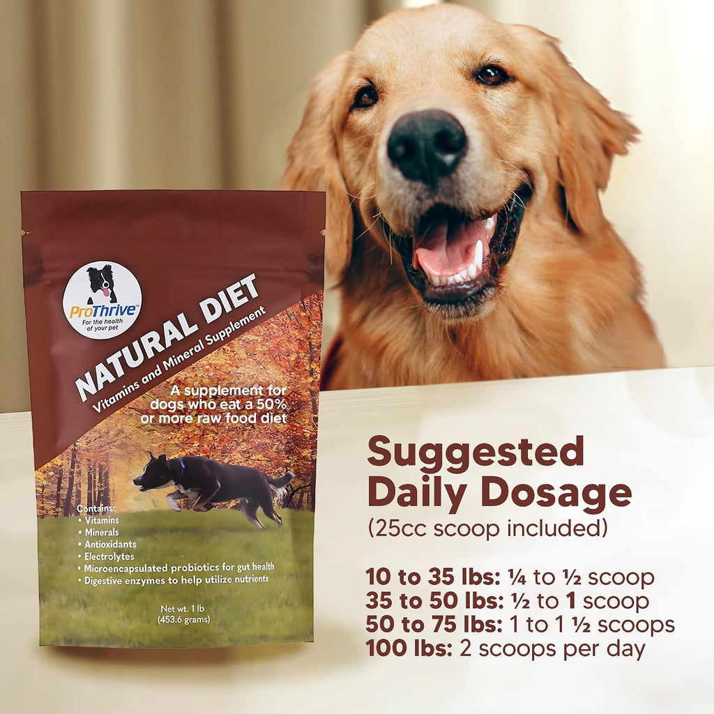 ProThrive Suplemento vitamínico para perros - Dieta natural, 454 g