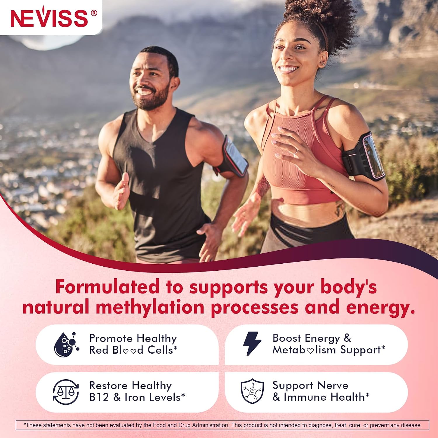 NEVISS Gominolas de Vitamina B12 Metilada 5000mcg con L-Metilfolato, Hierro, B6 y D3 - 2 Envases