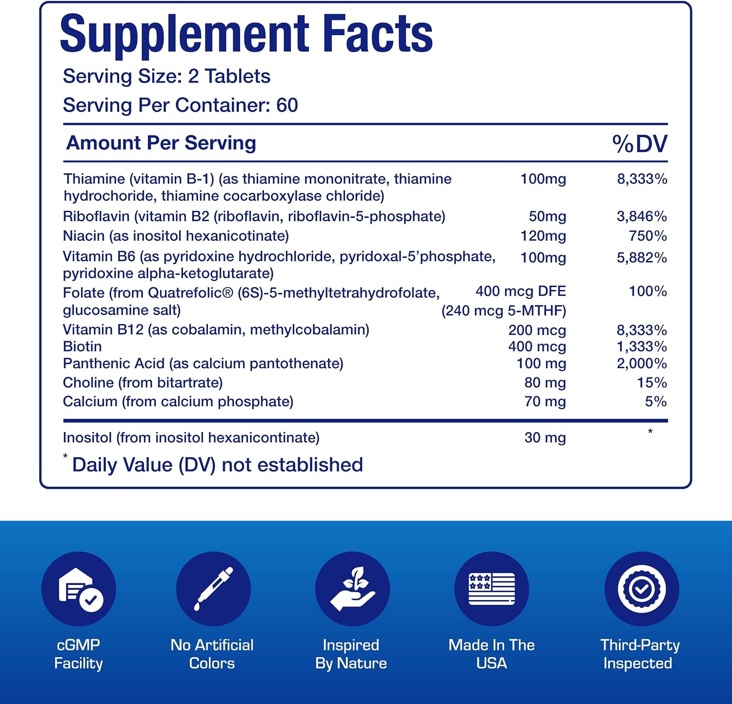 Methylated and Sustained Release Super B Complex - Bioactive B Vitamins with Choline and Inositol