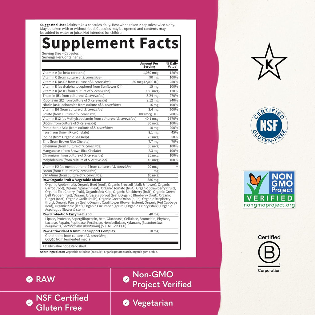 Garden of Life Vitamin Code Multivitamínico para Mujeres con Hierro y Folato, 120 Cápsulas