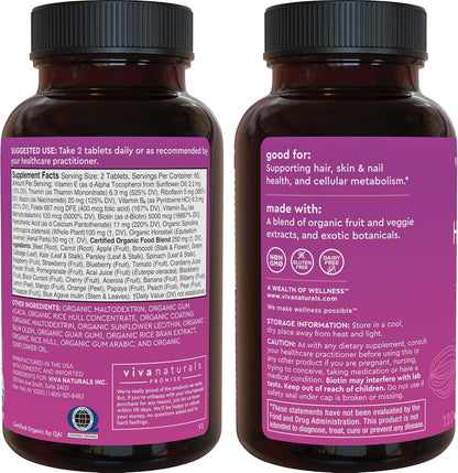 Viva Naturals Biotina 5000 mcg para Cabello, – Mezcla de superalimentos: Incluye extractos de frutas y verduras – Image 10