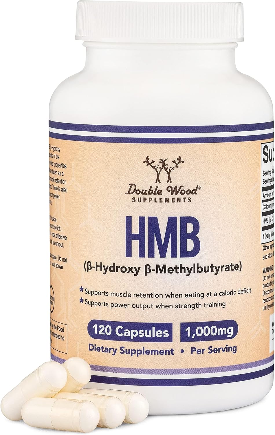 Double Wood Supplements HMB 1000 mg por ración - 120 cápsulas