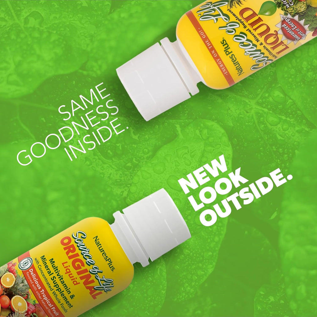 NaturesPlus Source of Life Líquido, Sabor Tropical - 236 ml - Suplemento Multivitamínico y Mineral - Sin Gluten, Vegano - 8 dosis