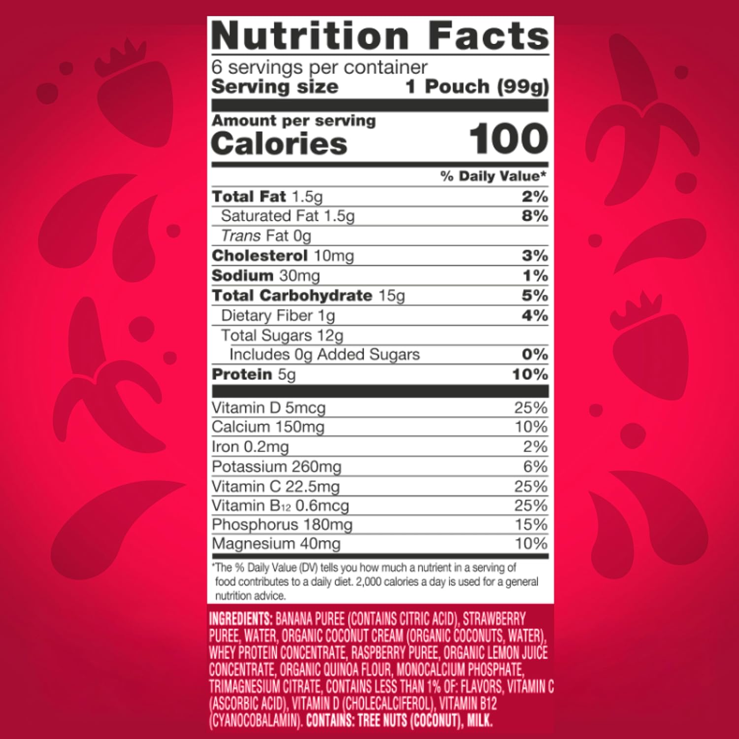 Vitafusion Smoothie +Proteína con Vitaminas C, D y B12 - Sabor Fresa y Plátano, 6 unidades (99g cada una)