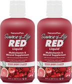 NaturesPlus Source of Life RED Multivitamínico Líquido - 30 oz (887 ml) - Sabor a Bayas Mixtas
