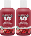 NaturesPlus Source of Life RED Multivitamínico Líquido - 2 botellas de 887 ml (30 oz) - Sabor a bayas mixtas - Con licopeno, luteína y ginseng - Sin gluten