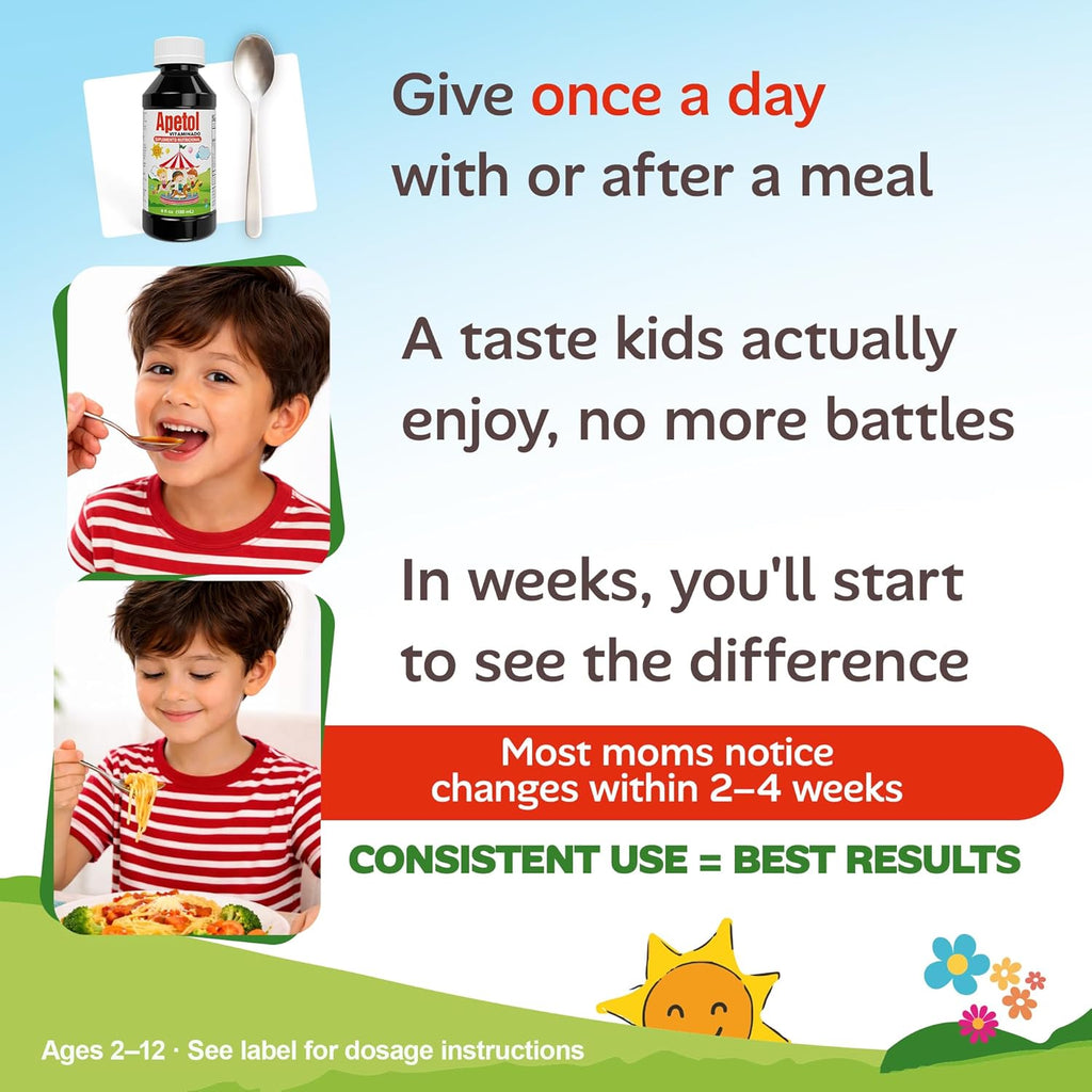 Apetol Estimulante del Apetito para Niños y Adultos | Jarabe Multivitamínico con Complejo B y Zinc | 2 Pack de 177 ml cada uno